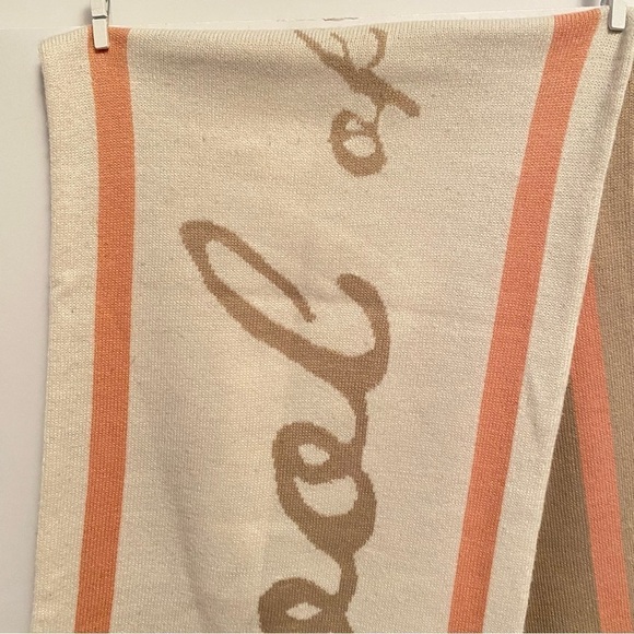 Juicy Couture Oversized Reversible School of Couture Scarf Peach/ Ivory/ Beige - Picture 6 of 15